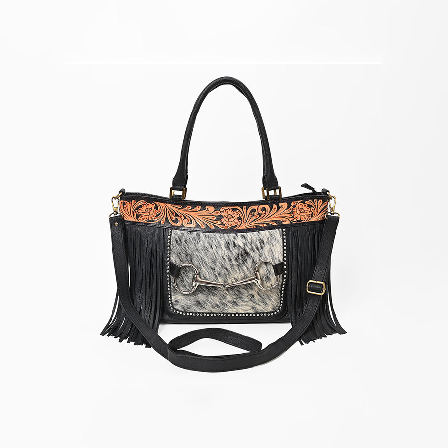 American Darling Western Cowhide Fringe Shoulder Tote Handbag