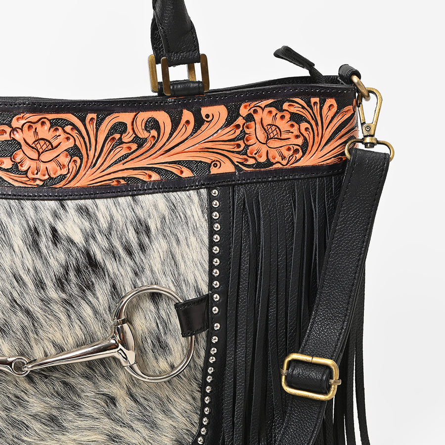 American Darling Western Cowhide Fringe Shoulder Tote Handbag