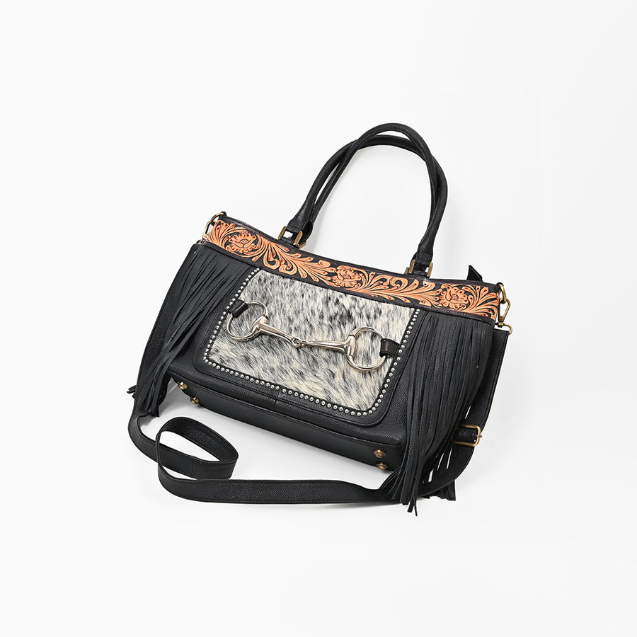 American Darling Western Cowhide Fringe Shoulder Tote Handbag