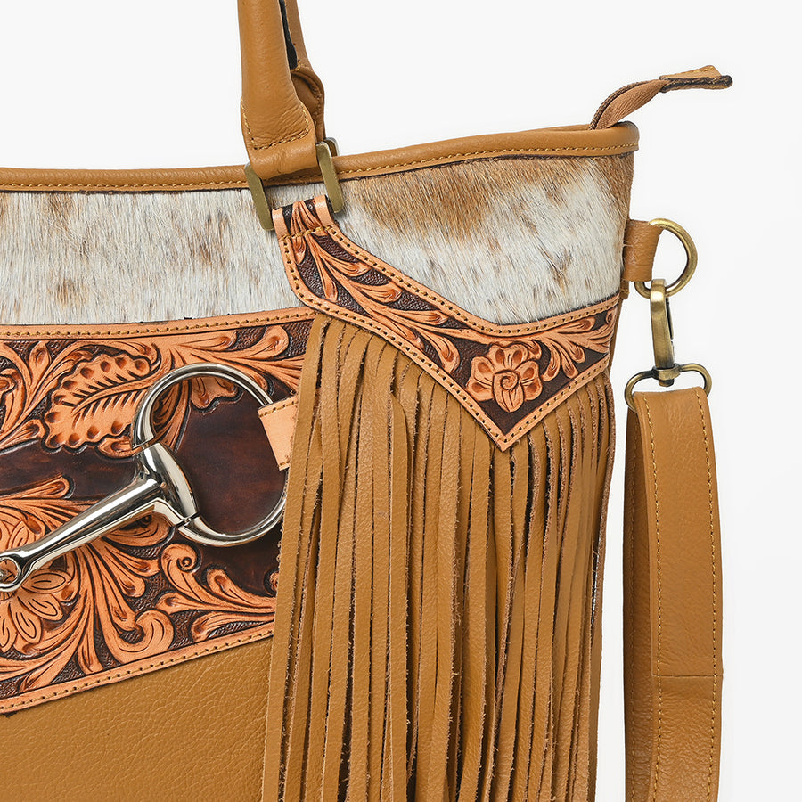 American Darling Western Leather Tote Bag with Hair-On Cowhide