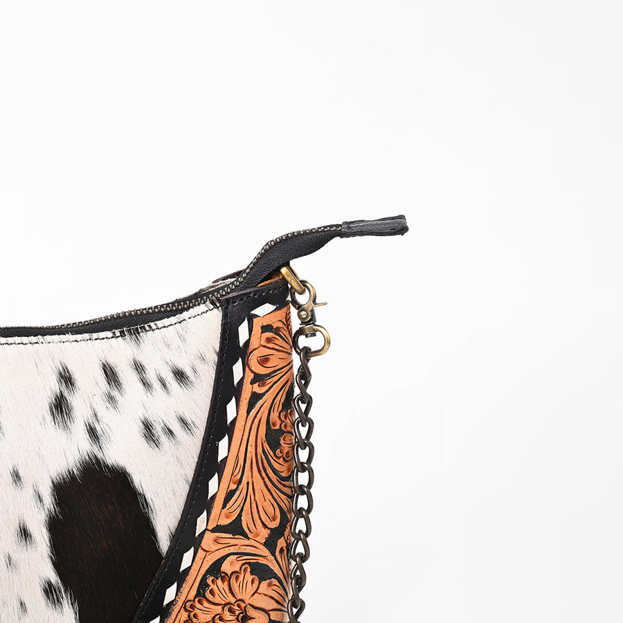 American Darling Western Hair-on Crossbody Bag w/ Floral Tooled