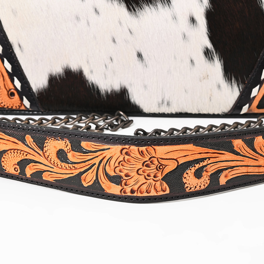 American Darling Western Hair-on Crossbody Bag w/ Floral Tooled