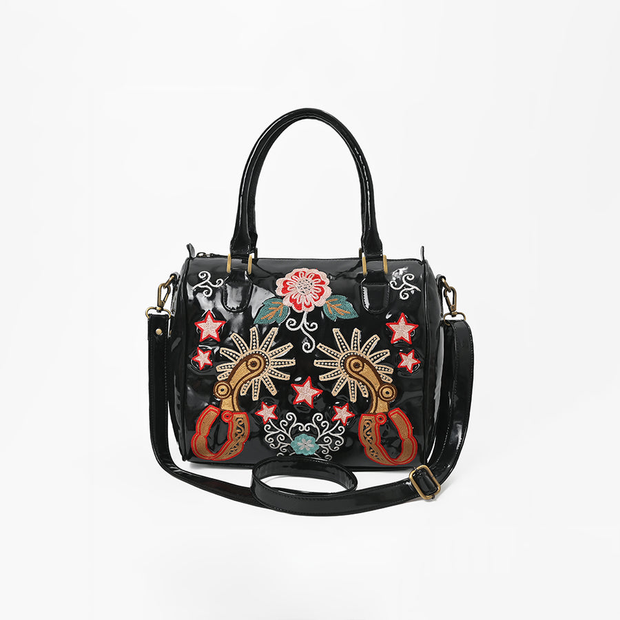 American Darling Patent Leather Western Barrel Handbag