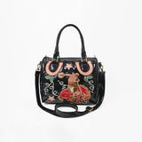 American Darling Floral Embroidered Barrel Satchel Crossbody Bag