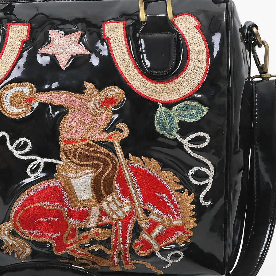 American Darling Floral Embroidered Barrel Satchel Crossbody Bag