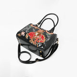 American Darling Floral Embroidered Barrel Satchel Crossbody Bag