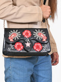 American Darling Women's Genuine Leather Hair-On Cowhide Fringe Shoulder Crossbody Handbag