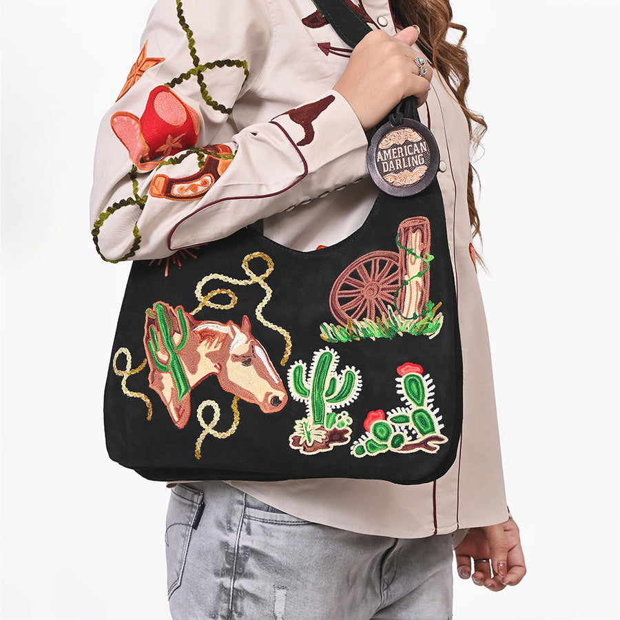 American Darling Western Hobo Bag Embroidered Floral Purse
