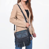 American Darling Western Floral Leather Fringe Shoulder Purse