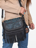 American Darling Western Floral Leather Fringe Shoulder Purse