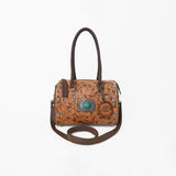 American Darling Western Tooled Leather Tote Bag with Turquoise Concho