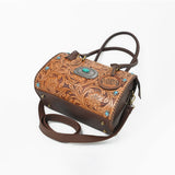 American Darling Western Tooled Leather Tote Bag with Turquoise Concho