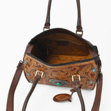 American Darling Western Tooled Leather Tote Bag with Turquoise Concho