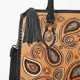 American Darling Western Leather Tote Bag with Paisley Tooled Design