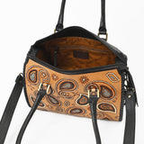 American Darling Western Leather Tote Bag with Paisley Tooled Design