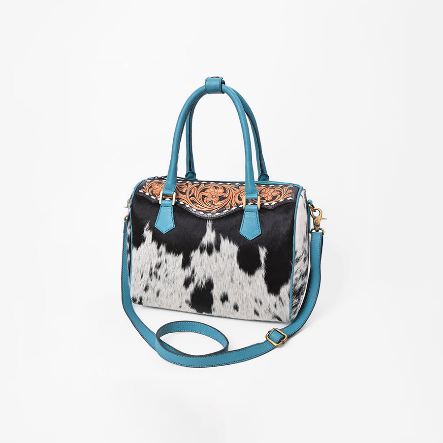 American Darling Hair-on Tote Bag w/ Turquoise Leather Handles