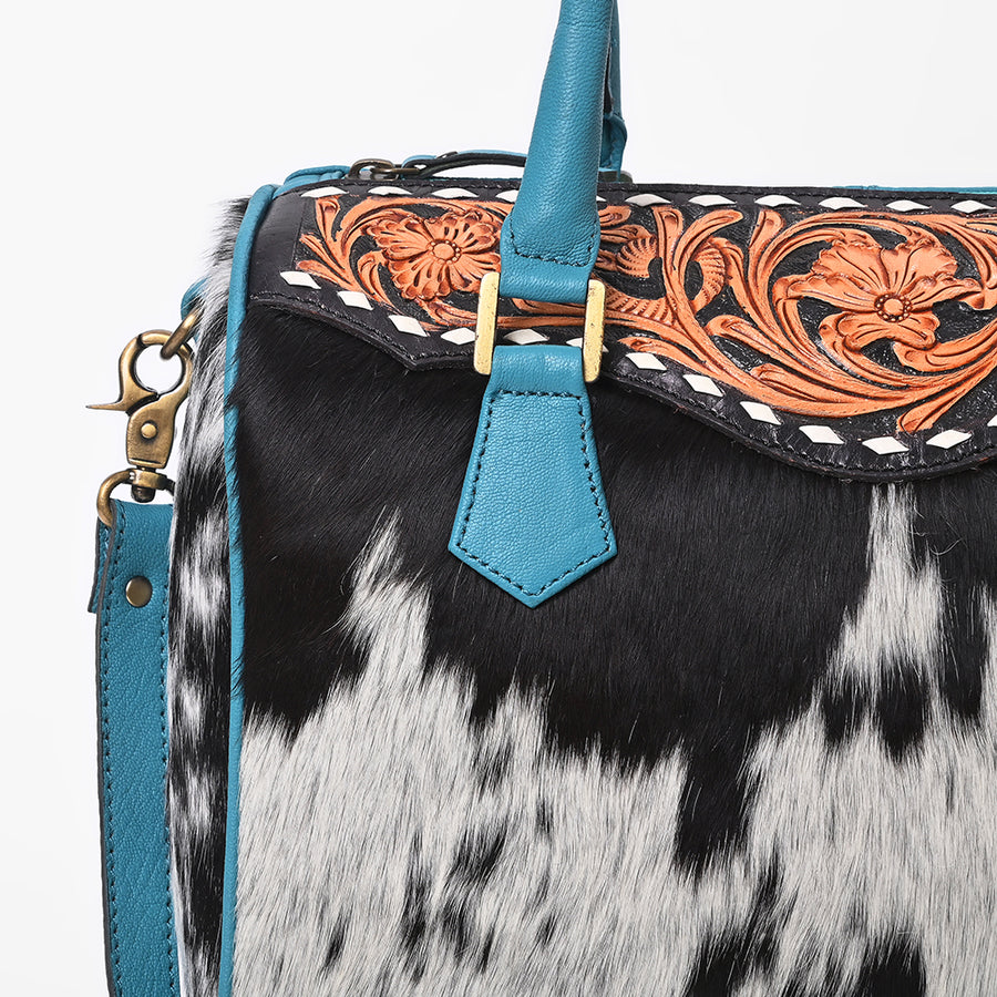American Darling Hair-on Tote Bag w/ Turquoise Leather Handles