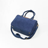 American Darling Navy Blue Suede Tote Bag w/ Floral Tooled Leather