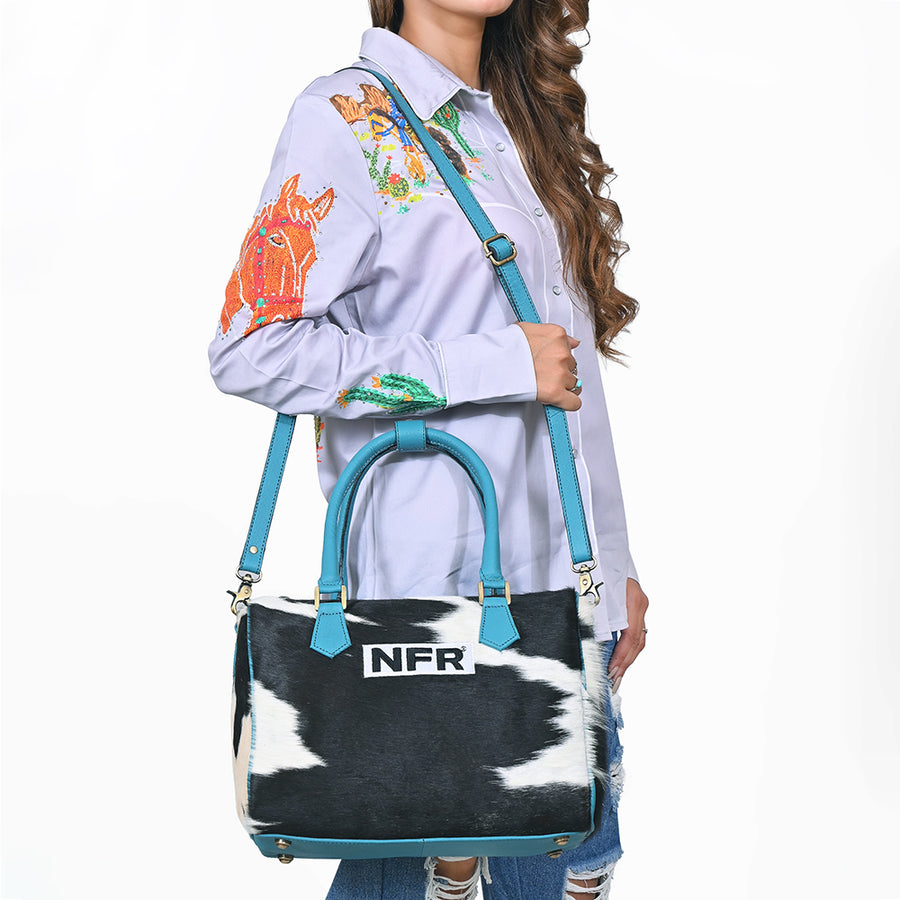 Official PRCA & NFR Licensed Collection-Hair-on-Hide & Genuine Leather Speedy Bag