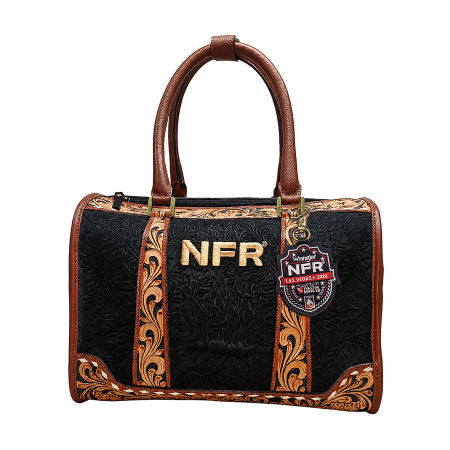 Official PRCA & NFR Licensed Collection® Hand-Tooled Embossed Western Leather Speedy Bag