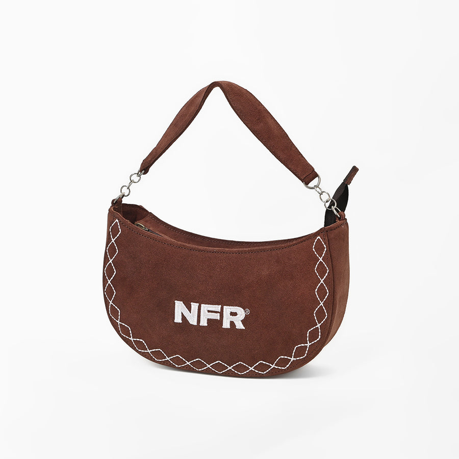 Official PRCA & NFR Licensed Collection® Brown Western Suede Leather Hobo Bag