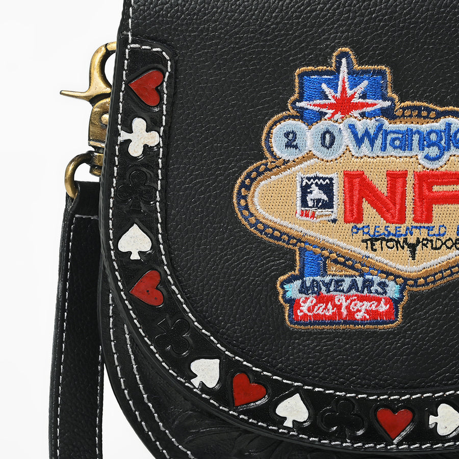 Official PRCA & NFR Licensed Collection® Genuine Leather Playing Card Motif Crossbody Bag