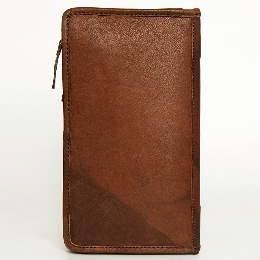 American Darling Women's Hair-On Cowhide Jewelry Case Hand Tooled Floral Carved Eco-Friendly Vegetable-Tanned Genuine Leather