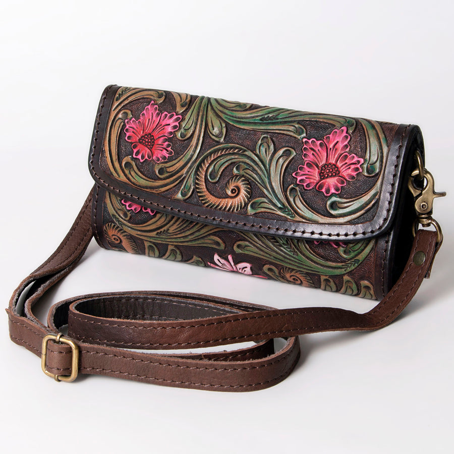 American Darling Cowhide & Tooled Leather Wallet Clutch