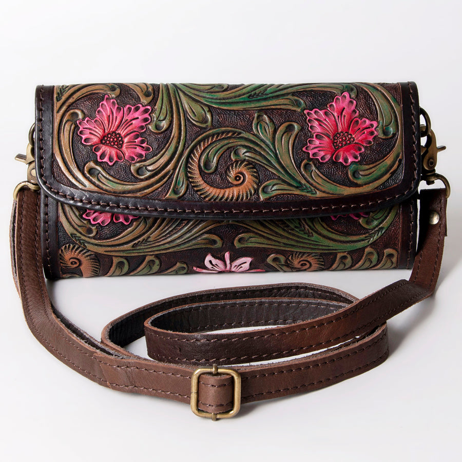 American Darling Cowhide & Tooled Leather Wallet Clutch
