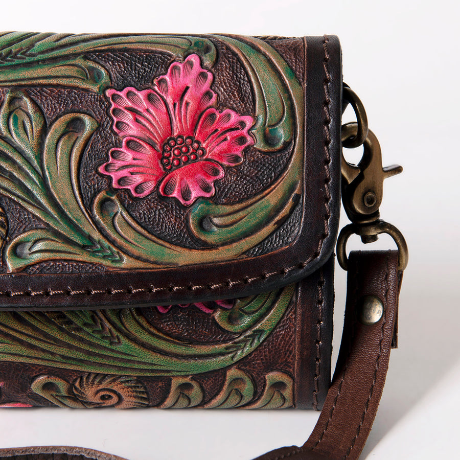 American Darling Cowhide & Tooled Leather Wallet Clutch
