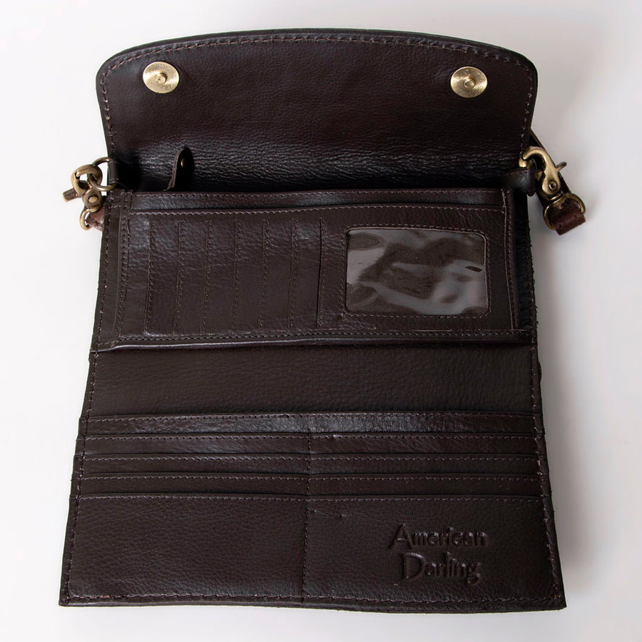 American Darling Cowhide & Tooled Leather Wallet Clutch