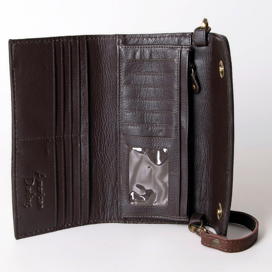 American Darling Cowhide & Tooled Leather Wallet Clutch