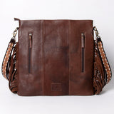 American Darling Woven Sugar Skull Handbag – Southwestern Striped Purse with Embroidered Skull, Tooled Leather Strap & Fringe