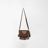 American Darling Genuine Suede Leather Cross body Bag - Fringe, Embroidery & Concho Eco-Friendly Vegetable Tanned Purse