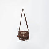 American Darling Genuine Suede Leather Cross body Bag - Fringe, Embroidery & Concho Eco-Friendly Vegetable Tanned Purse