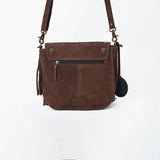 American Darling Genuine Suede Leather Cross body Bag - Fringe, Embroidery & Concho Eco-Friendly Vegetable Tanned Purse