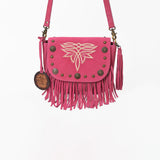 American Darling Genuine Suede Leather Cross body Bag - Fringe, Embroidery & Concho Eco-Friendly Vegetable Tanned Purse