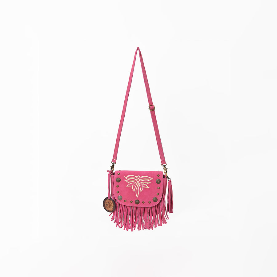 American Darling Genuine Suede Leather Cross body Bag - Fringe, Embroidery & Concho Eco-Friendly Vegetable Tanned Purse