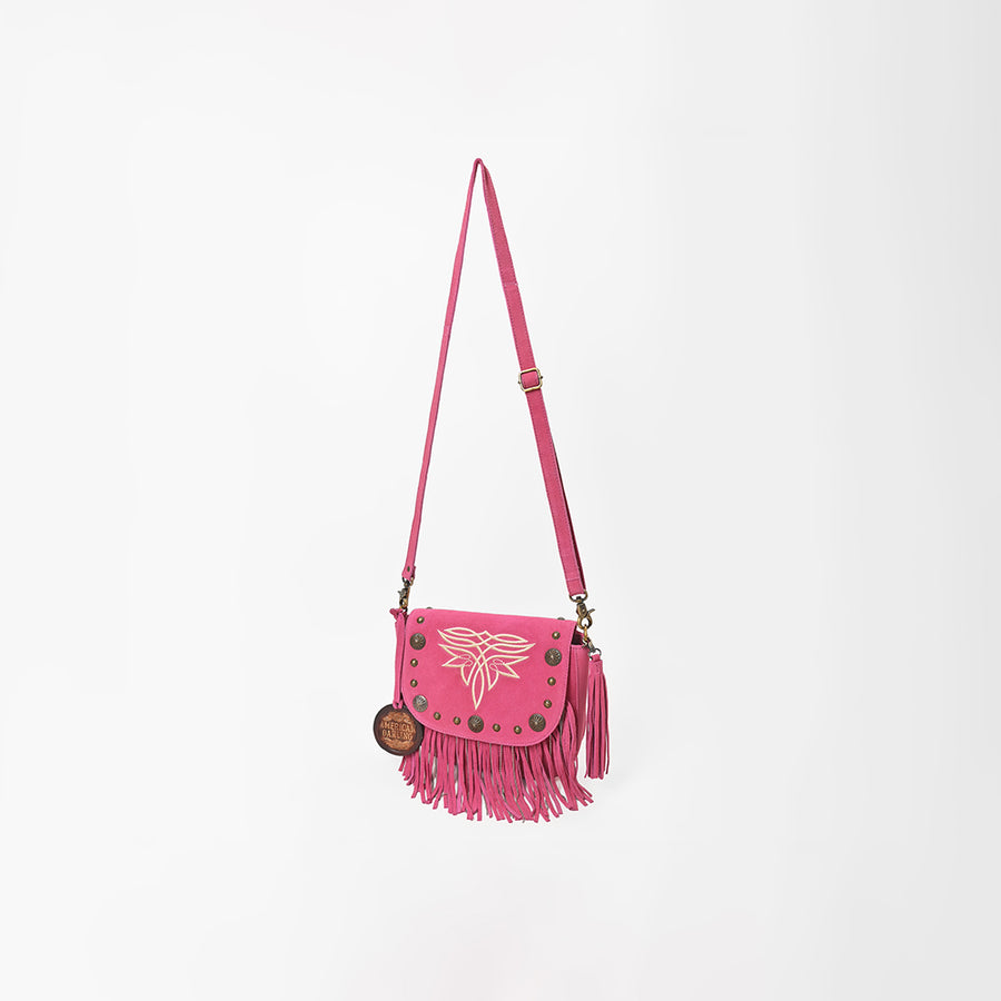 American Darling Genuine Suede Leather Cross body Bag - Fringe, Embroidery & Concho Eco-Friendly Vegetable Tanned Purse