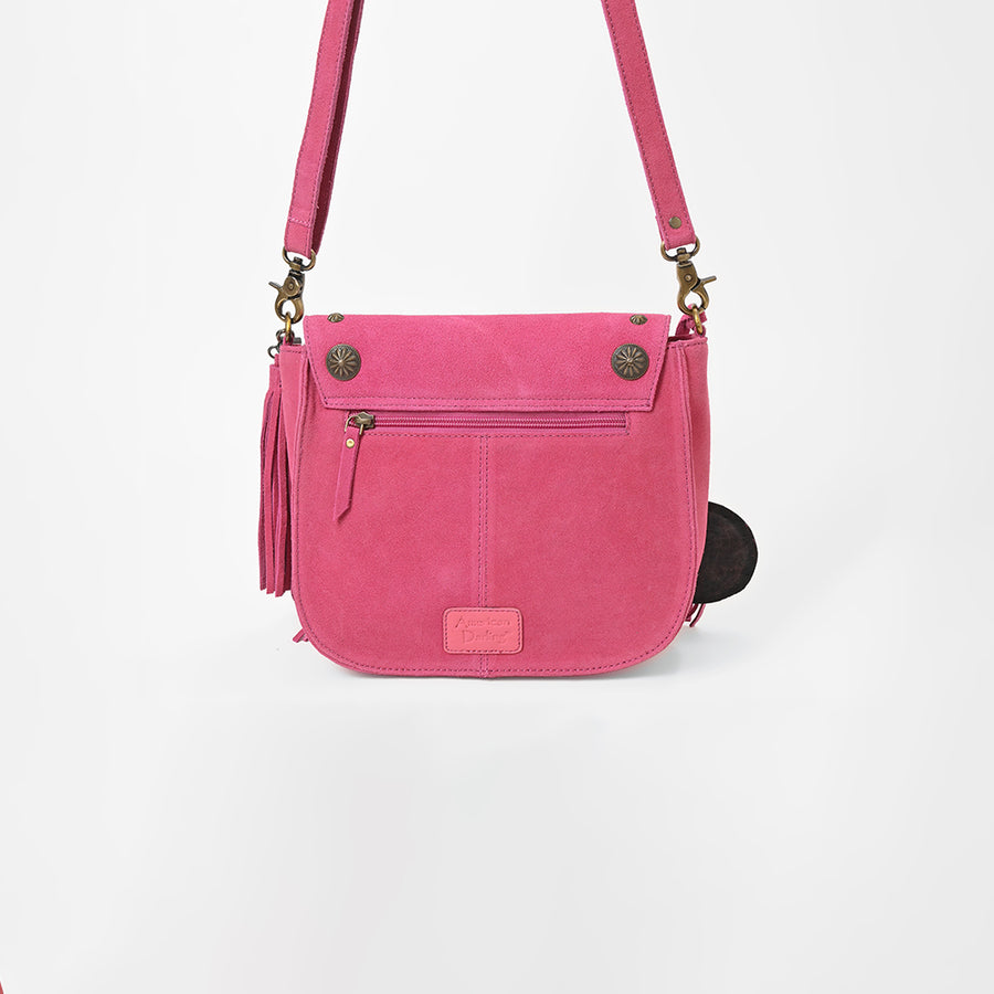 American Darling Genuine Suede Leather Cross body Bag - Fringe, Embroidery & Concho Eco-Friendly Vegetable Tanned Purse