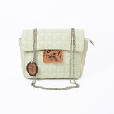American Darling Cream Quilted Crossbody Bag with Tooled Leather Accent