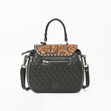 American Darling Dark Brown Quilted Satchel with Floral Tooled Leather Flap