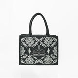 American Darling Black Western Embroidered Tote Bag with White Cactus Details