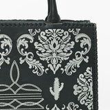 American Darling Black Western Embroidered Tote Bag with White Cactus Details