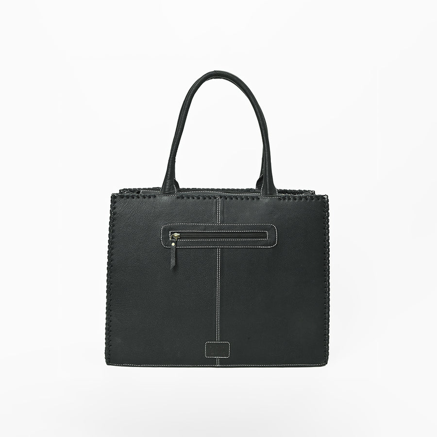 American Darling Black Western Embroidered Tote Bag with White Cactus Details