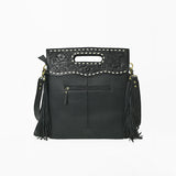 American Darling Clutch Bag Hand Tooled Floral Genuine Leather Western Purse with Fringes Concho and YKK Zipper