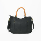 Western Hand-Tooled Leather Shoulder Bag with Hair-On Panels & Fringe – Premium Crossbody Handbag