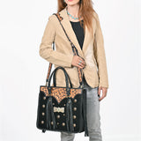 American Darling Western Tooled Leather Tote Bag for Women – Black Hand-Tooled Handbag