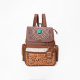 American Darling Western Leather Backpack with Turquoise Stone & Hand‑Tooled Floral Detailing