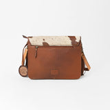 American Darling Cowhide Leather Handbag with Sunflower Tooled Flap & Fringe Accents